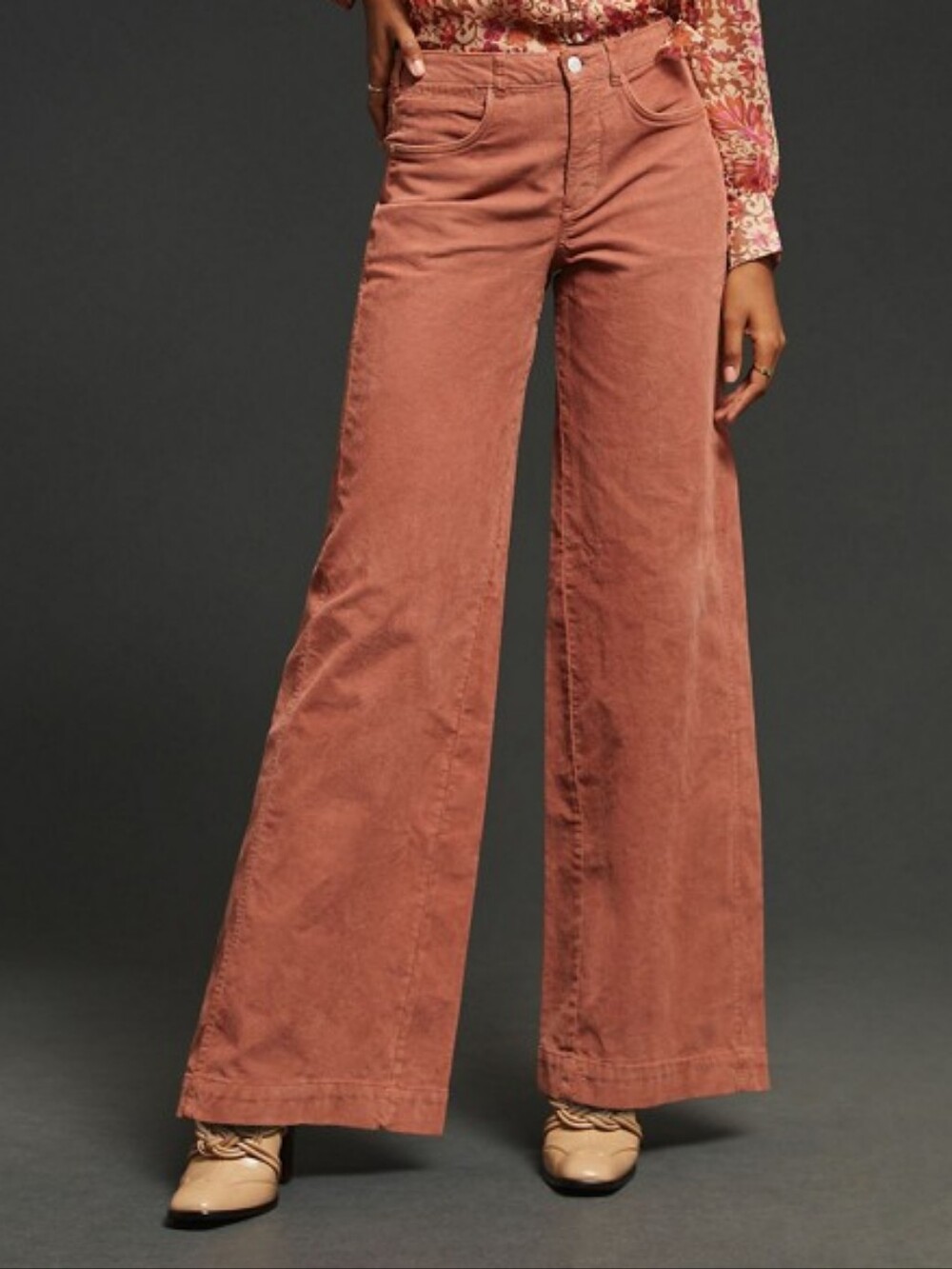 Pilcro Anthologie Pink The Gwen High Rise Wide Leg Corduroy Pants Size 31